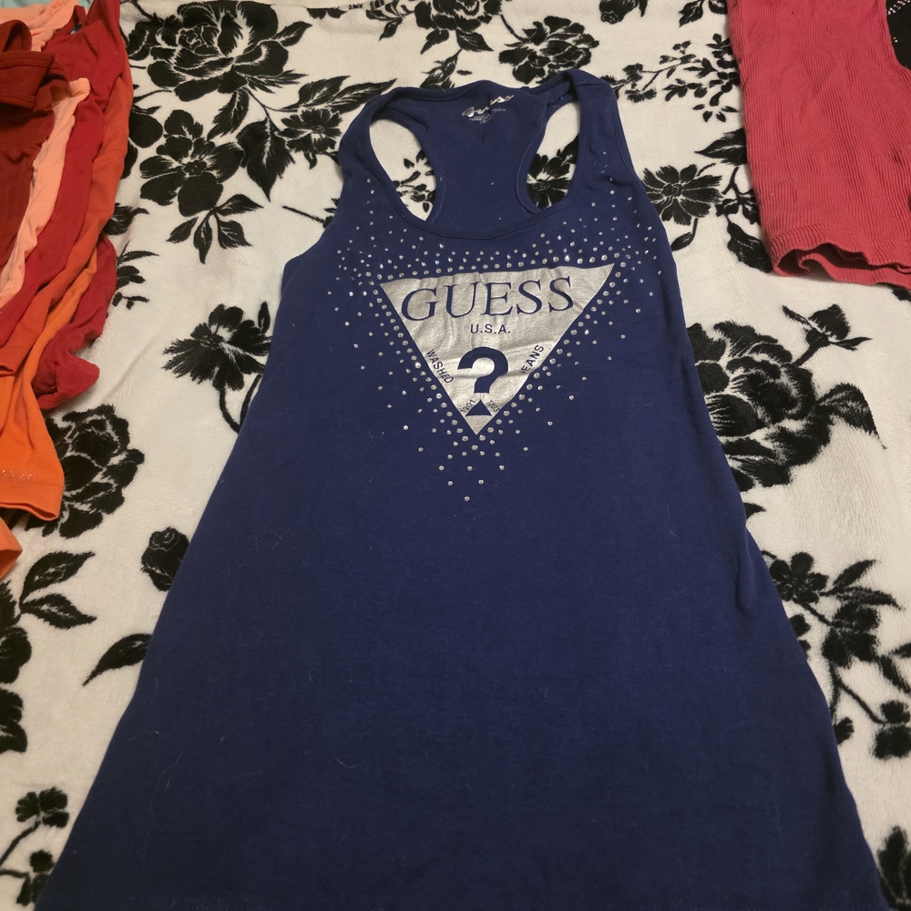 Guess Navy Sleeveless Top with Logo